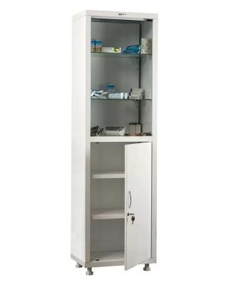 Шкаф для медикаментов металл, одностворчатый, дверцы стеко/ЛДСП,  500*320*1655/1755 мм