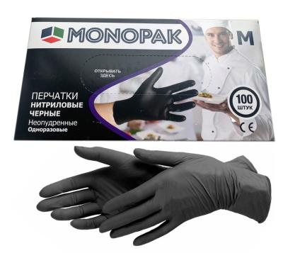 Перчатки  нитриловые нестерильные неопудренные Momopak, черные 50 пар