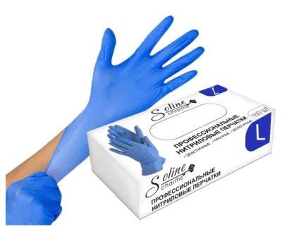 Перчатки нитриловые нестерильные неопудренные  голубые Soline Charms  (1/50 пар)