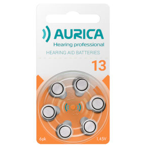 Батарейки для слуховых аппаратов AURICA 13 6шт/уп
