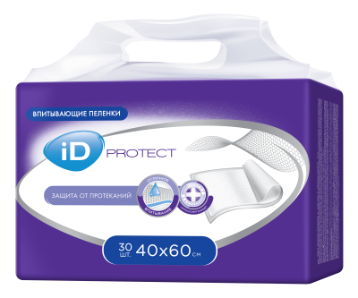 Пеленки одноразовые впитывающие iD Protect 40*60 (30шт)