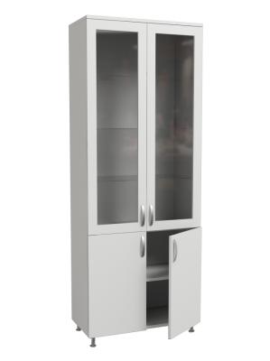 Шкаф для документов ЛДСП, двухстворчатный, дверцы стекло/ЛДСП, 800х400х2100 мм