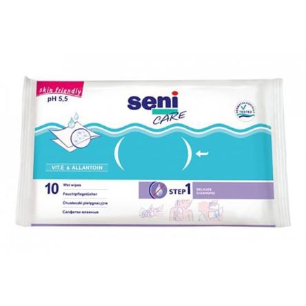 Купить Салфетки влажные SENI CARE обогащённые витамином Е №10 0