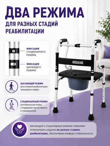 Ходунки для пожилых с санитарным устройством шагающие Retorsa