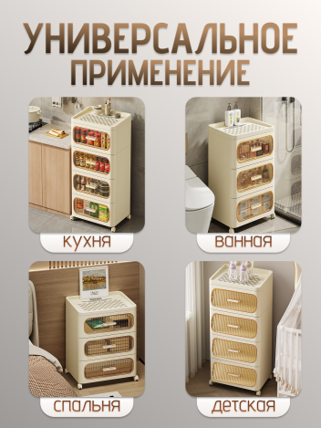 Тумба прикроватная с ящиками двухъярусная на колесиках
