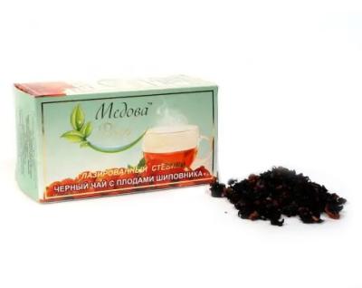 Чай черный с плодами шиповника глазированный экстрактом стевии 50 гр