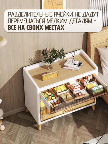 Тумба прикроватная белая на ножках с 2 ящиками