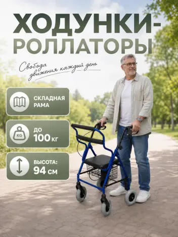 Ходунки роллаторы с сиденьем для пожилых складные Retorsa DY049146L
