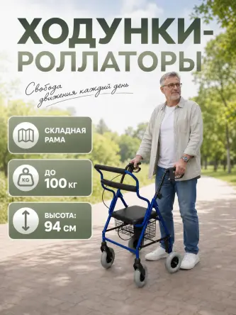 Купить Ходунки роллаторы с сиденьем для пожилых складные Retorsa DY049146L 0