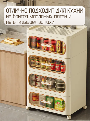 Тумба прикроватная с ящиками двухъярусная на колесиках