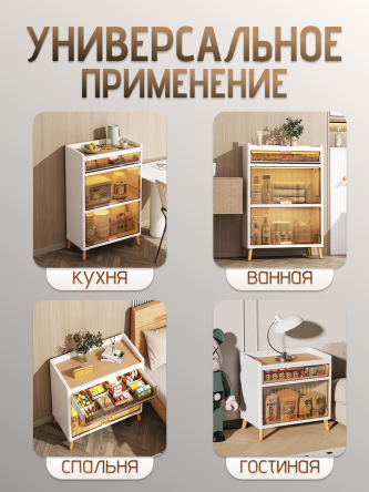 Купить Тумба прикроватная белая на ножках с 2 ящиками 4