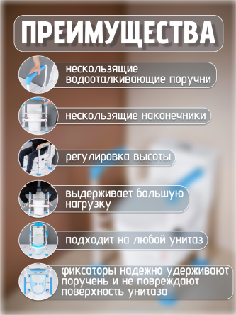 Купить Опорный поручень для туалета и унитаза 1