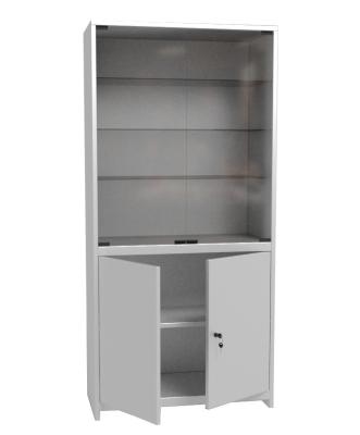 Шкаф общего назначения металл, двухстворчатый, дверцы стекло/металл, 370*800*1680 мм