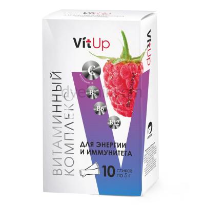 Купить VitUp БАД "Витаминный комплекс Источник энергии и иммунитета" со вкусом малины 10стик*5гр.