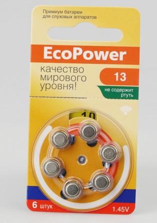 Купить EC-002 Батарейка для слуховых аппаратов ECOPOWER 13