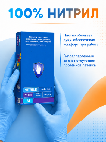 Перчатки нитриловые одноразовые медицинские 100 шт