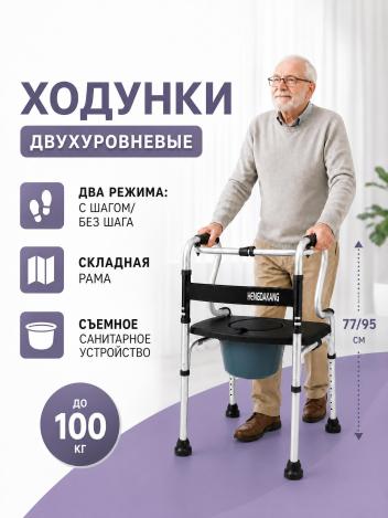 Ходунки для пожилых с санитарным устройством шагающие Retorsa