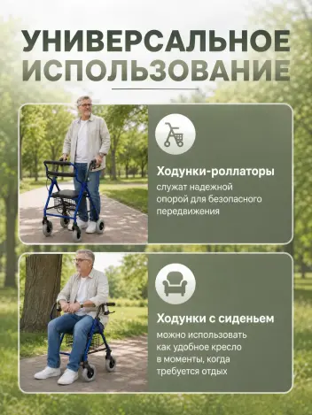 Ходунки роллаторы с сиденьем для пожилых складные Retorsa DY049146L