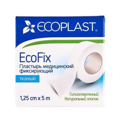 Пластырь фиксирующий гипоаллерген 1,25см*5м ECOFIX Ecoplast на тканевой основе