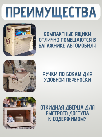 Ящик для кемпинга и хранения складной пластиковый