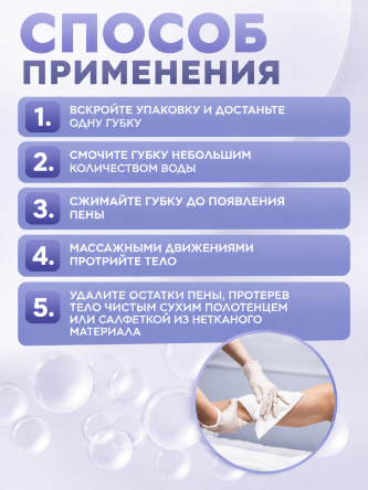 Купить Губки пенообразующие для мытья лежачих больных 20х12 см BESIDE 5