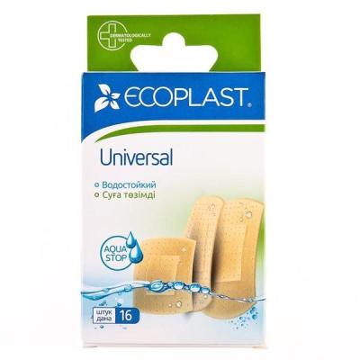 Купить Пластырь фиксирующий водостойкий 16шт/уп 3 размера UNIVERSAL Ecoplast полимерный