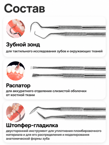 Стоматологический набор для ухода за полостью рта в домашних условиях 6 предметов 