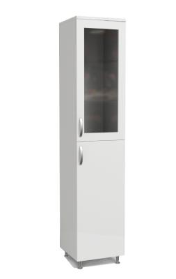 Шкаф для документов ЛДСП, одностворчатый, 2 дверцы стекло/ЛДСП, 400х400х1900 мм
