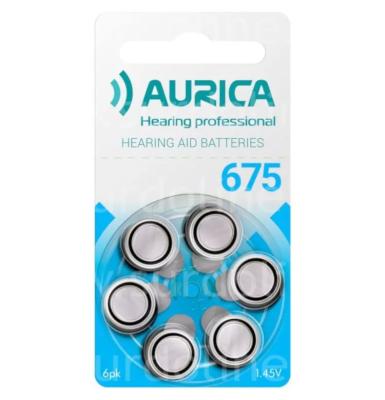 Батарейки для слуховых аппаратов AURICA 675, 6шт.