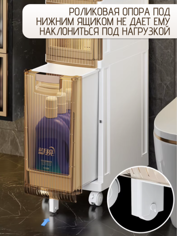 Тумба в ванную узкая пластиковая 3 ящика