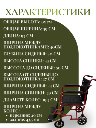 Купить Инвалидная кресло-каталка Foshan D9 43 см 4