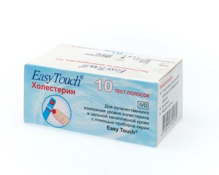 Купить Тест-полоски ИзиТач (EasyTouch) для определения холестерина в крови (10 шт.) 0