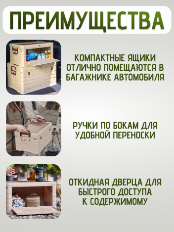 Ящик для хранения и кемпинга складной пластиковый
