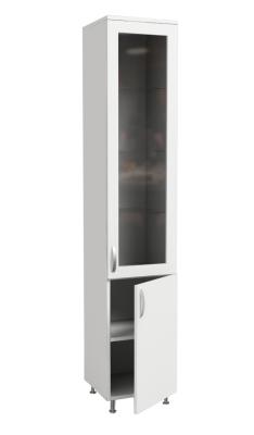 Шкаф общего назначения ЛДСП, одностворчатый, 2 дверцы стекло/ЛДСП, 400х400х2000 мм