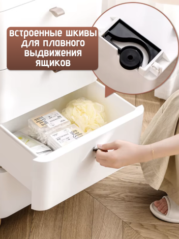 Тумба прикроватная белая с 3 ящиками