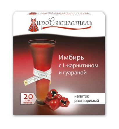 Купить Жиросжигатель "Имбирь с L-карнитином и гуараной" напиток растворимый, 20 стик/п. х 5,0 г 0