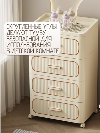 Купить Тумба прикроватная с ящиками двухъярусная на колесиках 7