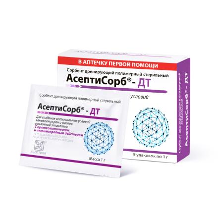 Купить Сорбент с диоксидином, террилитином АСЕПТИСОРБ-ДТ 1г  АсептиЛайф 0