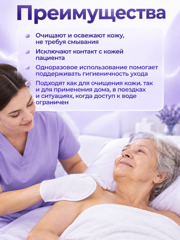 Рукавицы для мытья лежачих больных BESIDE 23*17 см