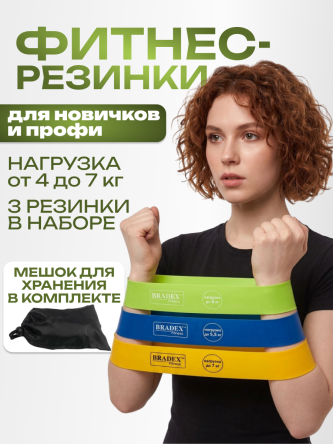 Купить Резинки для фитнеса и тренировок набор 3 шт 0