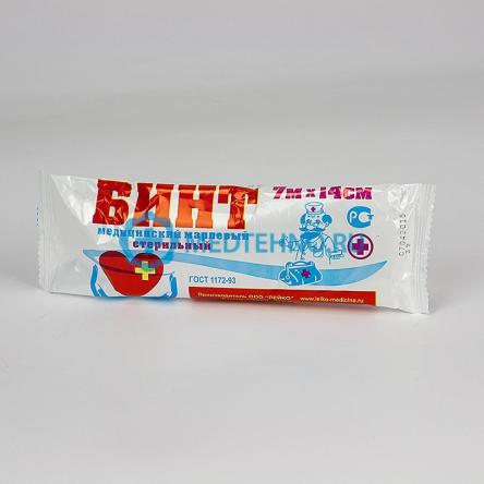 Купить Бинт 7м х14 см стерильный  Лейко пл.32г/кв.м 0