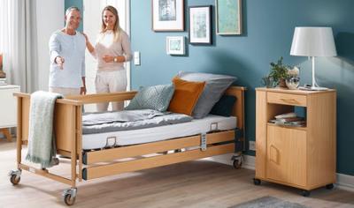Кровать медицинская  электрическая  Burmeier Dali Standart Econ (деревянные ламели, дуга д/подтягивания, матрас в комплекте)