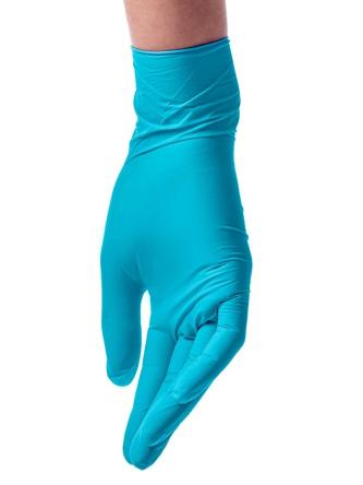 Перчатки особочувствительные нитриловые BENOVY текстурированые на пальцах голубые  50 пар