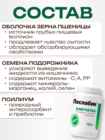 Клетчатка Послабин очищающая для похудения 180 г