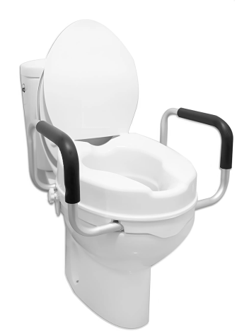 Насадка сиденье на унитаз с крышкой и поручнями 14 см