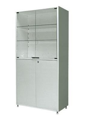 Шкаф для медикаментов металл, двухстворчатый, дверцы стекло/металл, 800х400х1750 мм