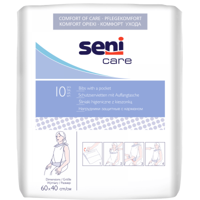 Купить Нагрудник защитный с карманом Seni Care, 10шт/уп