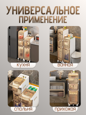 Тумба в ванную узкая пластиковая 3 ящика